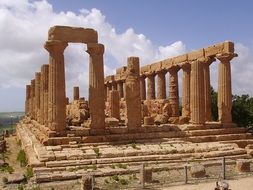 ruins of a temple with columns in sicily