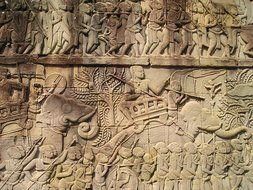 Angkor Wat temple figures in Cambodia