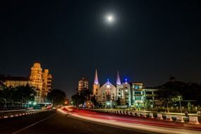 Baptist Church at night near the river