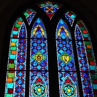 colorful stained glass window on a church window