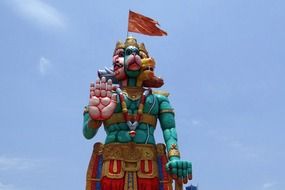 A huge colorful statue of the god of monkeys