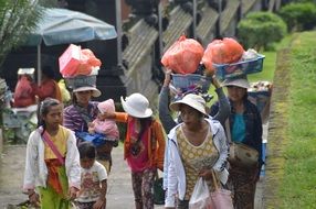 group of women with children, indonesia, bali