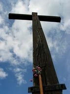 huge wooden cross sign of faith to christianity