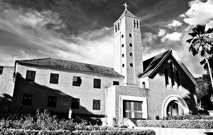 black and white photo of the monastery of saint benedict