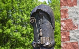 bronze statue of a shepherd in a chapel in Franconian Switzerland