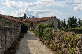 walk path on old cemetery at church