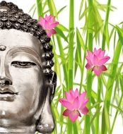 buddha statue and lotus flowers as an illustration