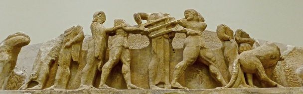 Sandy bas-relief as a decoration of the church