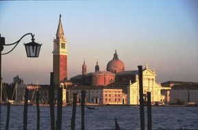 distant view of a church over a canal in venice