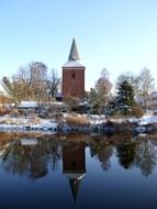 church on the channel Elbe-Lubeck