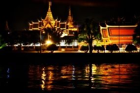 night illumination of the temple in Thailand