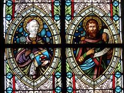 images of saints on the church window