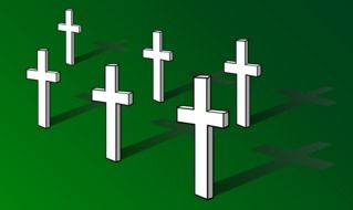 crosses on green cemetery