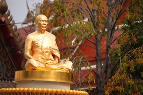 gold meditate budha statue buddhism