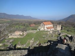 remote view of a church in the city of Dmanisi in Georgia
