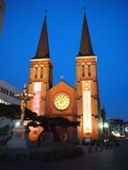 cathedral in south korea at night