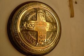 golden shield in a church on the Gozo island