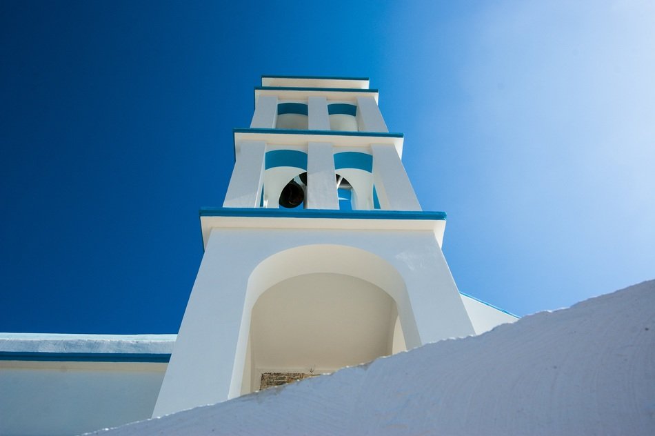 greek crete church at the sunlight