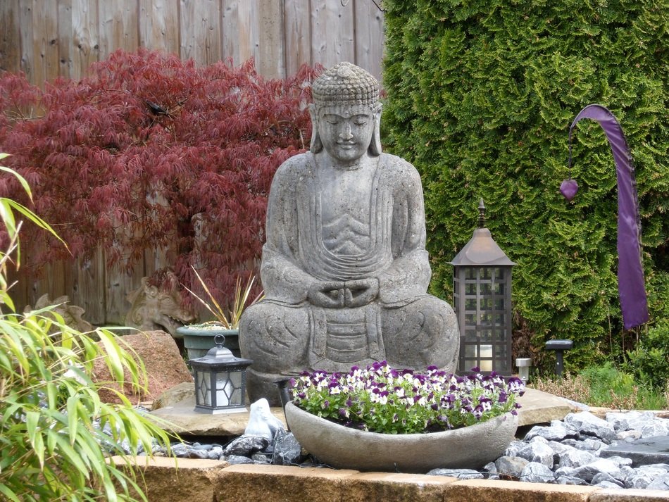 Buddha statue in a garden in Asia