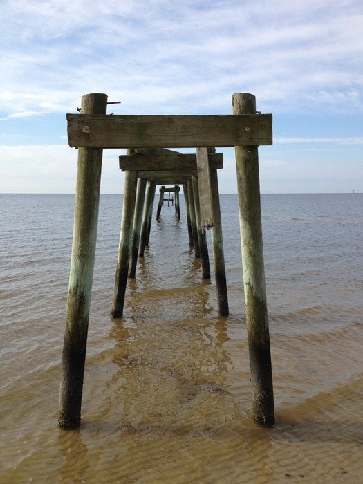 old pier on the coast of the bay