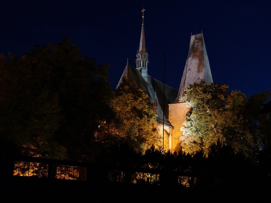 medieval church against the night sky