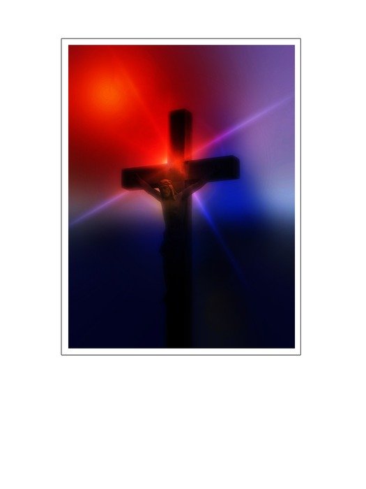 cross in blue and red light