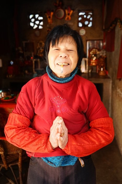 Portrait of asian granny is in buddhism religion