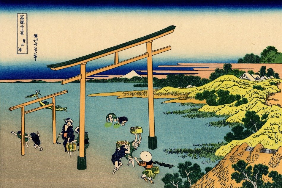 drawing in the form of a Japanese gate
