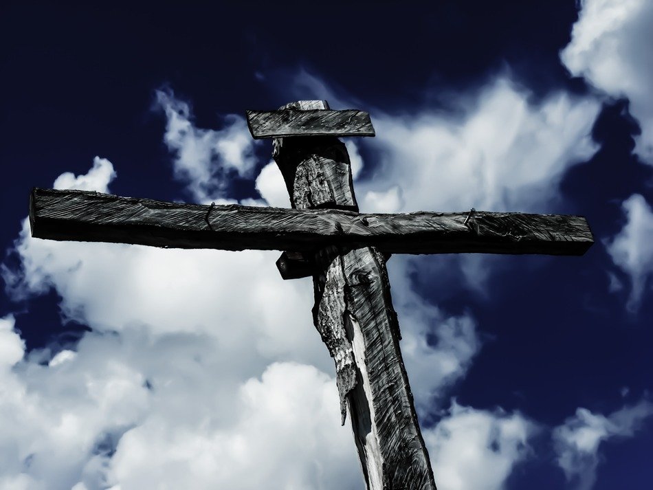 the crucifixion of Christ in the clouds