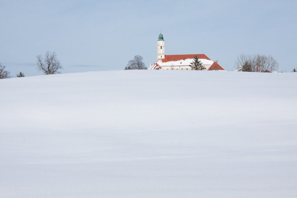 monastery church in the snow