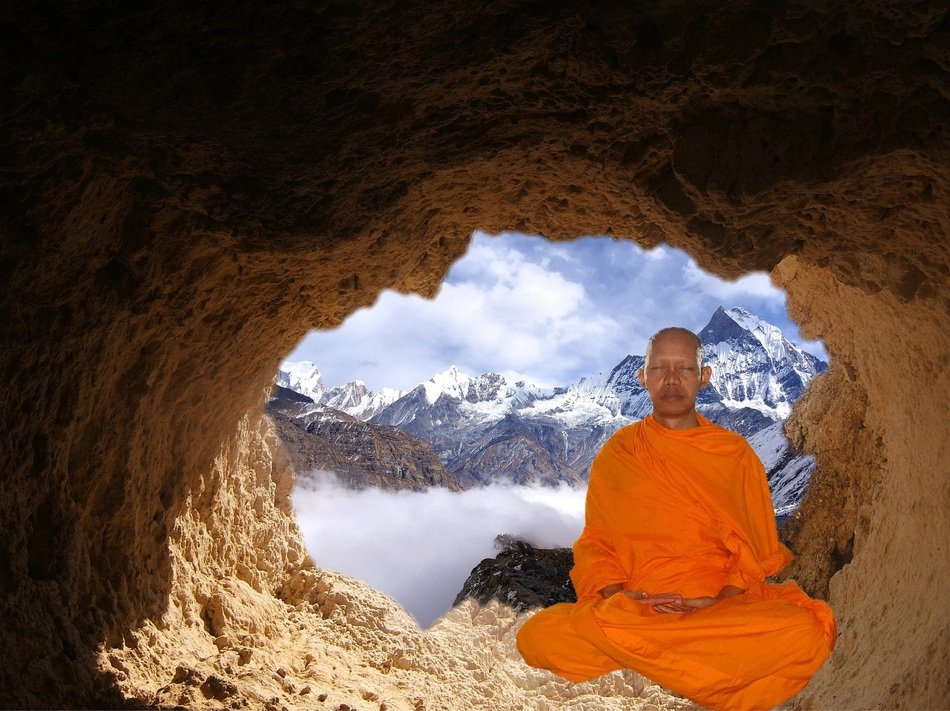 buddhist monk in the cave