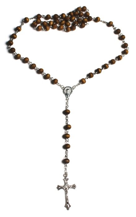 wooden rosary plated