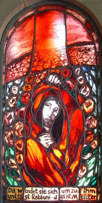 red glass window