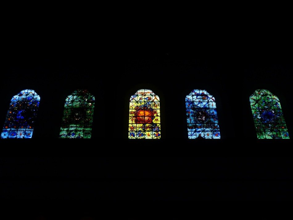 church colorful window glass black background