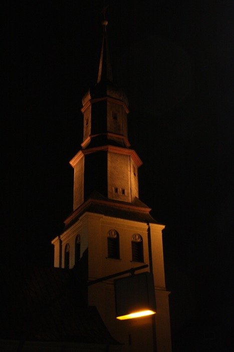 catholic church in the dark