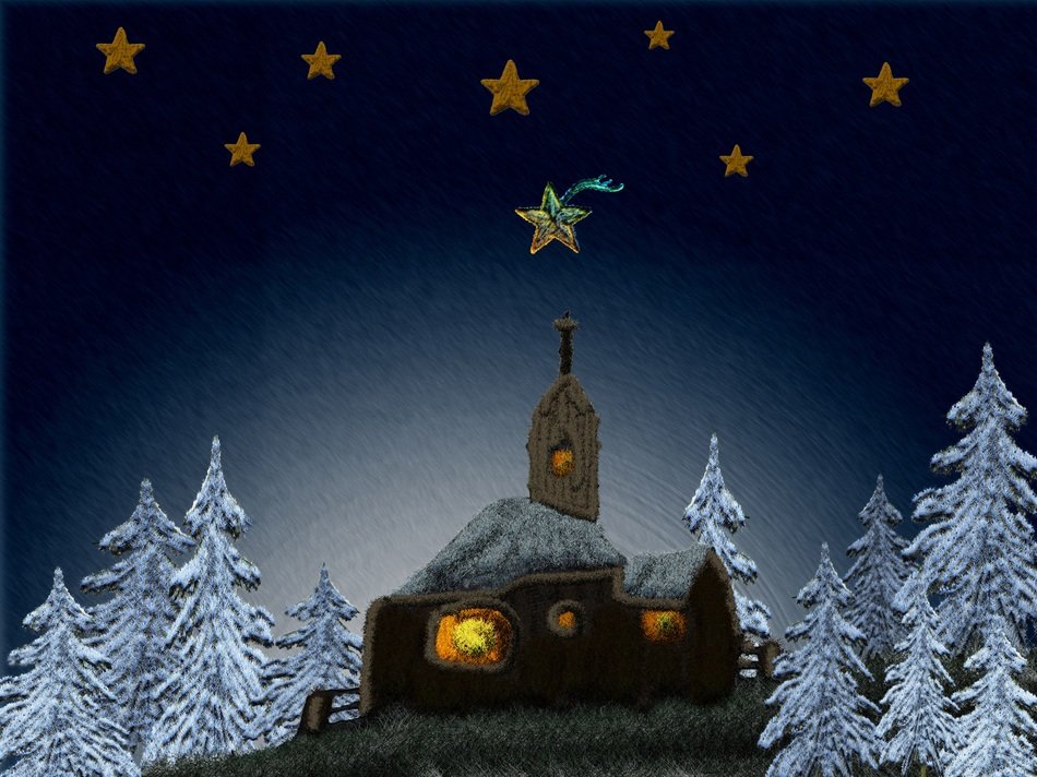 Church in the winter clipart