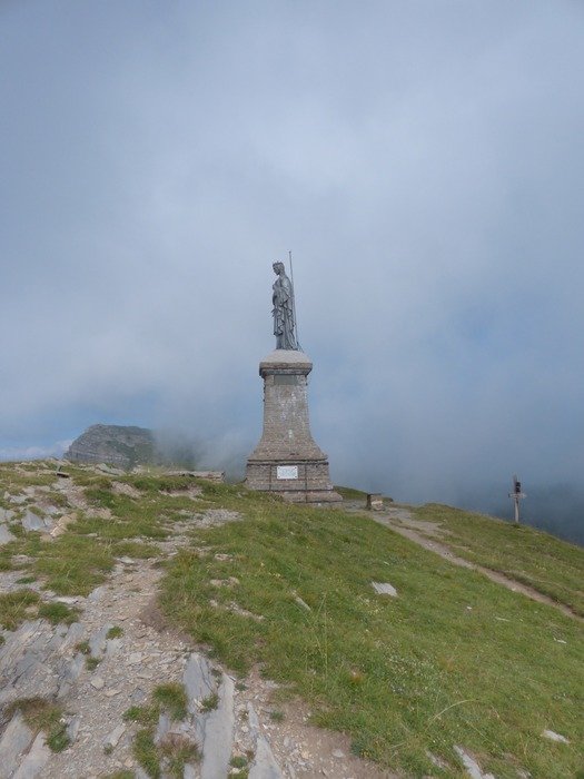 statue of Christ the redeemer in the fog