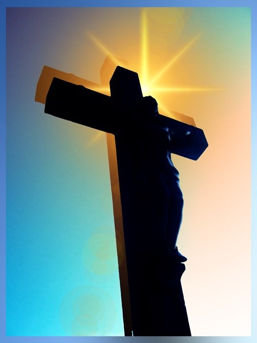 christian cross in sun lights