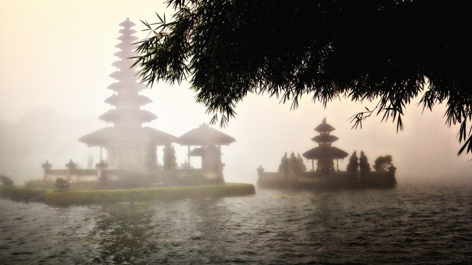 temple in fog