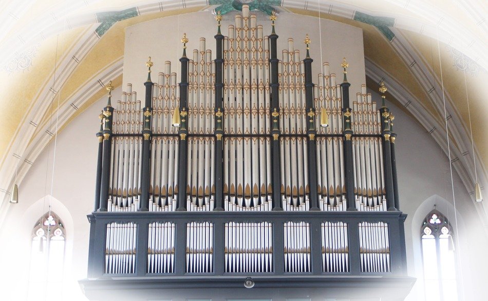 black organ in the church