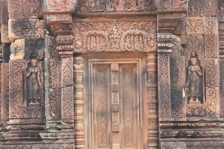 antique temple facade in Cambodia