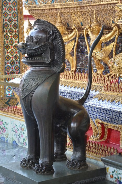 Lion statue in the Temple of the Emerald Buddha
