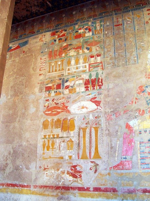 Egyptian painting on the walls of the temple