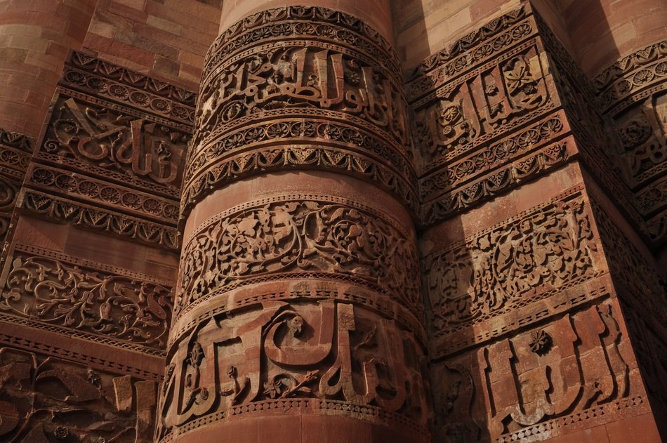 historical carved wall in indian temple