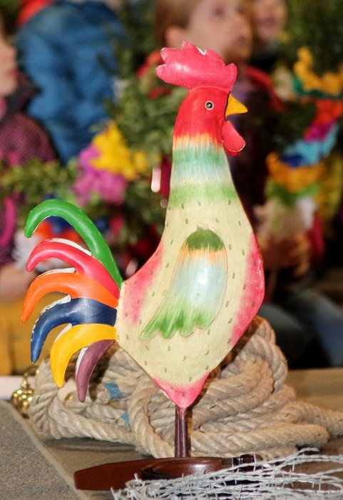 multi-colored figure of a rooster for decoration on Good Friday