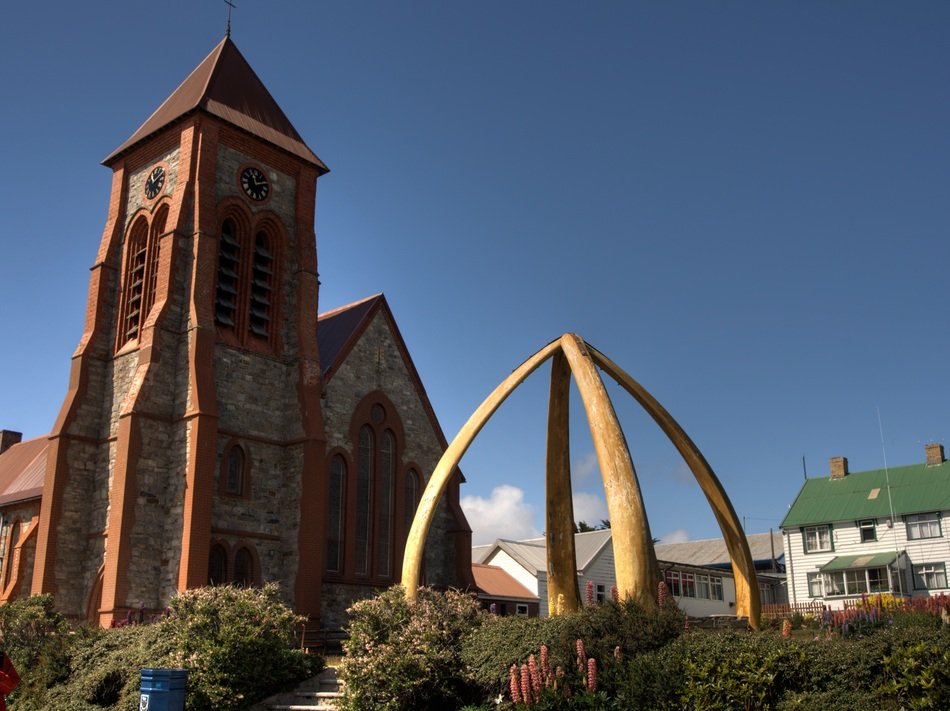 whale ribs near the church