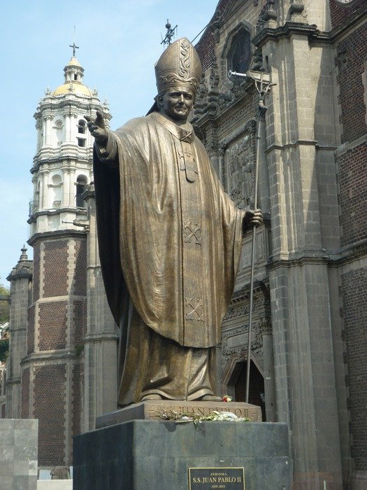 statue of pope john paul ii at cathedral, mexico, mexico
