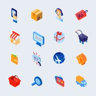 Shopping e-commerce icons set isometric N2