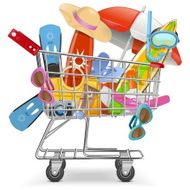 Vector Cart with Beach Accessories