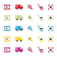 set of colored icons for business